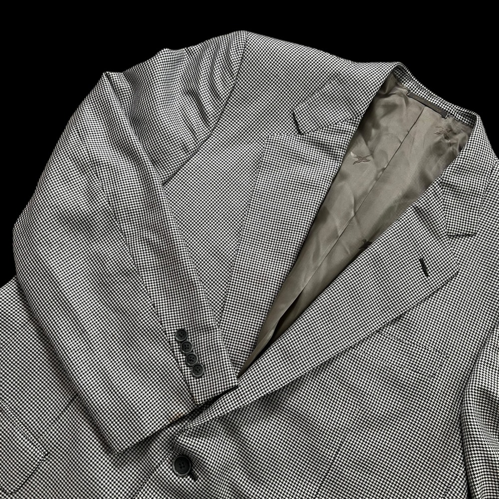 Solemare Maus & Hoffman Mens 42L Sport Coat Italy Houndstooth Silk Wool Blazer